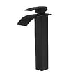 SANIVERRE - TIBRE XL Robinet mitigeur bec haut en cascade noir chromé - salle de bain - vignette