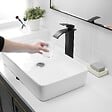 SANIVERRE - TIBRE XL Robinet mitigeur bec haut en cascade noir chromé - salle de bain - vignette
