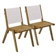 OVIALA - Lot de 2 chaises de jardin en eucalyptus et textilène écru - Uzes - vignette