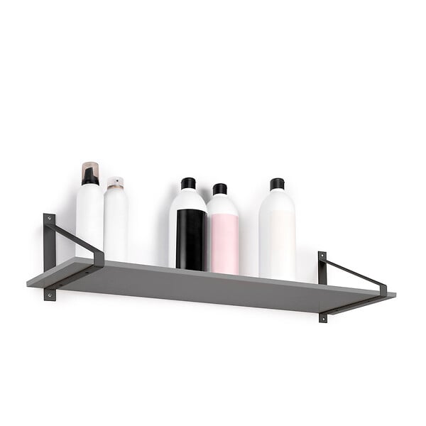 EMUCA - Jeu de supports pour étagères en bois Shelf avec forme triangulaire, Acier, Peint en noir - large