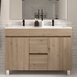 COSYNEO - Meuble de salle de bain 120cm double vasque sans miroir sur pieds avec portes et tiroirs - cambrian (chêne clair) - HARO - vignette