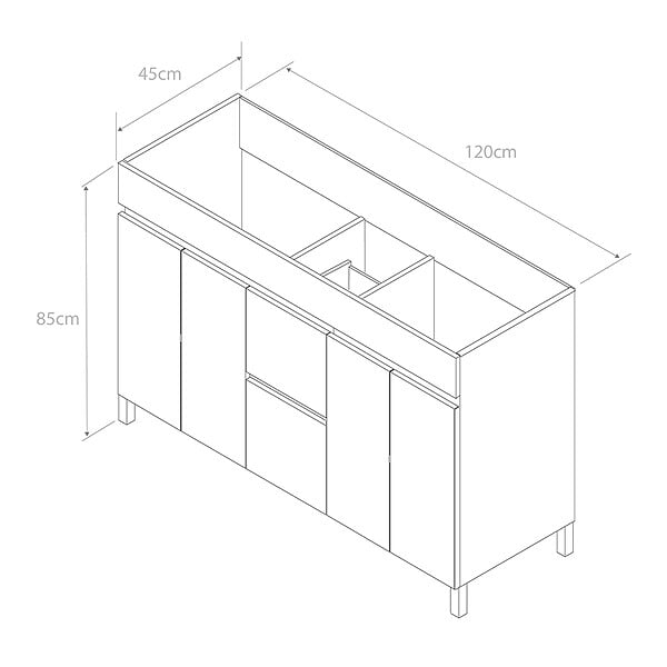 COSYNEO - Meuble de salle de bain 120cm double vasque sans miroir sur pieds avec portes et tiroirs - cambrian (chêne clair) - HARO - large