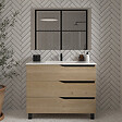 COSYNEO - Meuble de salle de bain 100cm simple vasque - 3 tiroirs - madera miel (bois clair) - MATA - vignette