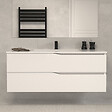 COSYNEO - Meuble de salle de bain 120cm simple vasque - sans miroir - 2 tiroirs - blanc - LUNA - vignette