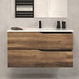 COSYNEO - Meuble de salle de bain 90cm simple vasque - 2 tiroirs - sans miroir - tabacco (chêne foncé) - LUNA - vignette