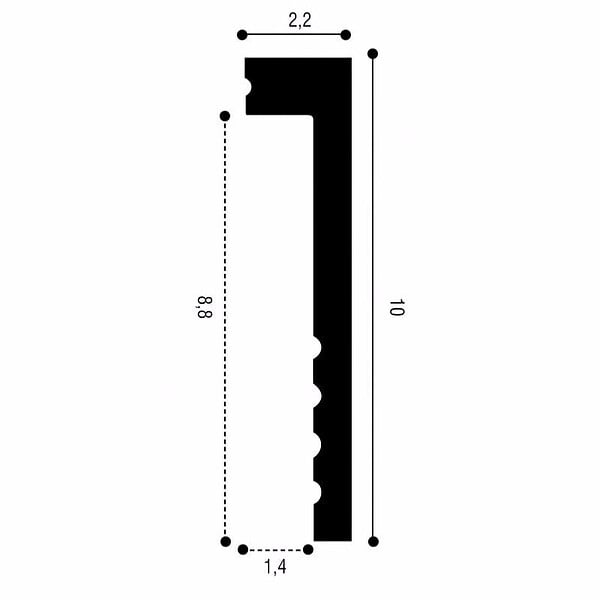 ORAC DECOR - SX171 Plinthe de rénovation Orac Decor - 10x2,2x200cm (h x p x L) - surplinthe décorative polymère Pack 2 pièces , A peindre - large