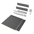 EMUCA - Kit de tiroirs pour cuisine ou salle de bains Vertex avec réglages 3D, hauteur 93mm, avec panneaux inclus, module 600mm, Gris antracite - vignette