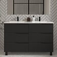 COSYNEO - Meuble de salle de bain 120cm double vasque - 6 tiroirs - noir - MATA - vignette