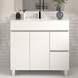 COSYNEO - Meuble de salle de bain 70cm simple vasque sans miroir sur pieds avec portes et tiroirs - blanc - HARO - vignette