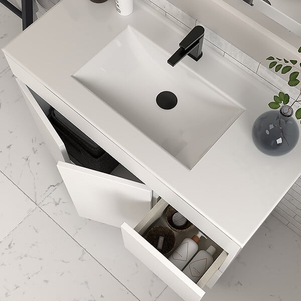 COSYNEO - Meuble de salle de bain 70cm simple vasque sans miroir sur pieds avec portes et tiroirs - blanc - HARO - large
