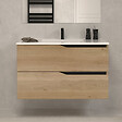 COSYNEO - Meuble de salle de bain 80cm simple vasque - 2 tiroirs - madera miel (bois clair) - LUNA - vignette