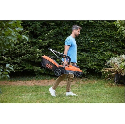 BLACK+DECKER - Tondeuse 33 cm 18V de 25 à 65 mm de hauteur, fonction mulching, sac collecteur 35 L - BLACK+DECKER - avec 2 batteries 18v 4Ah et chargeur - BCMW33184L2-QW - large