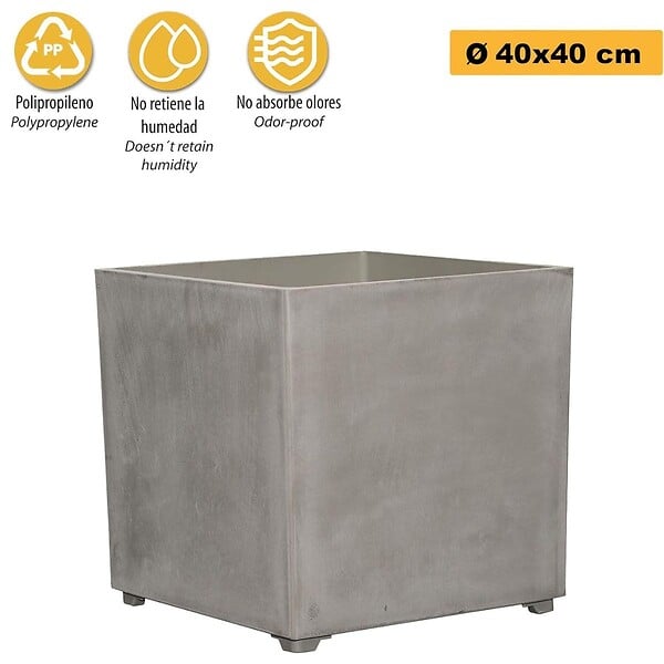 ARTPLAST - Pot de Fleur Carré Gris 50L 40x40cm - Jardinière Extérieure Balcon Terrasse Jardin ARTPLAST - large
