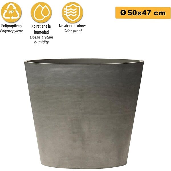 ARTPLAST - Pot de Fleur Gris 70L Ø50cm H47cm - Jardinière Extérieure Balcon Terrasse Jardin ARTPLAST - large