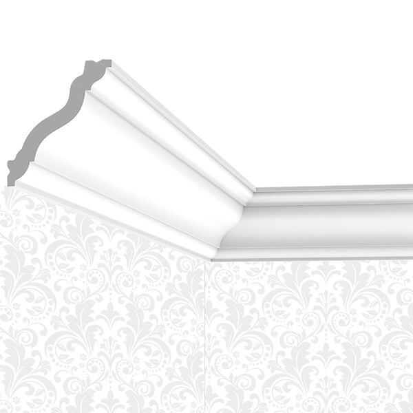 SANS - Corniche Plafond Cimaises et plus C19 - 7x6x200cm (h x p x L) - moulure décorative polymère - large