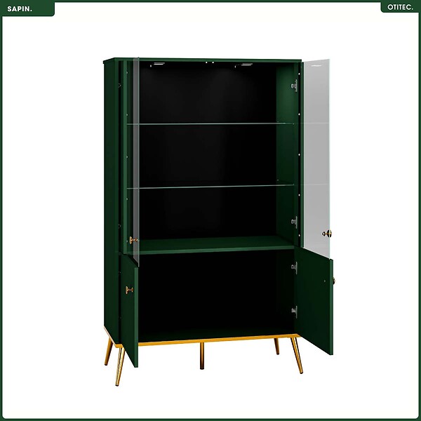 OTITEC - Armoire Vitrine - H.150 x L.92 x P.40 cm - SAPIN - large