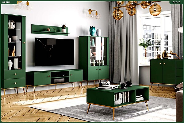 OTITEC - Armoire Vitrine - H.150 x L.92 x P.40 cm - SAPIN - large