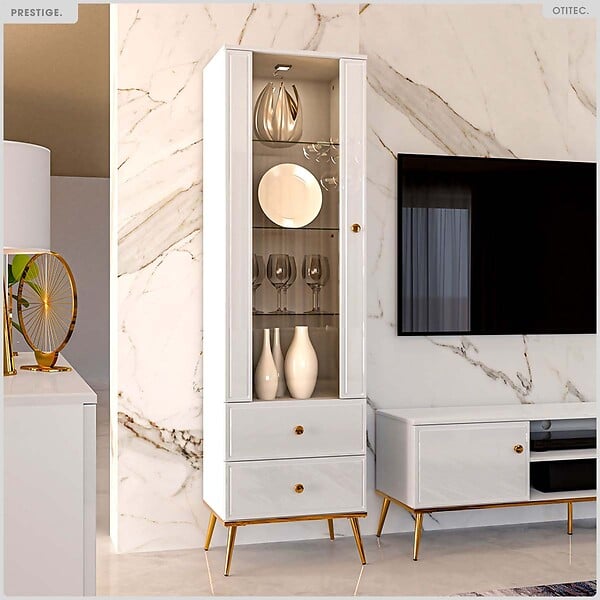 OTITEC - Armoire Vitrine - H.190 x L.55 x P.40 cm - PRESTIGE - large