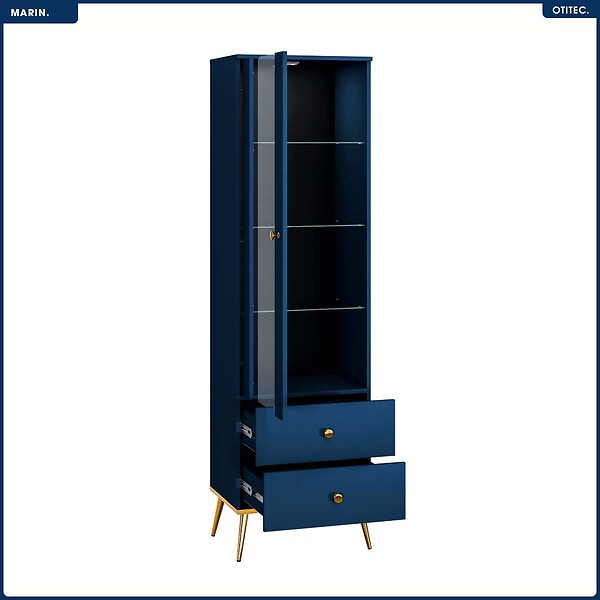 OTITEC - Armoire Vitrine - H.190 x L.55 x P.40 cm - MARIN - large