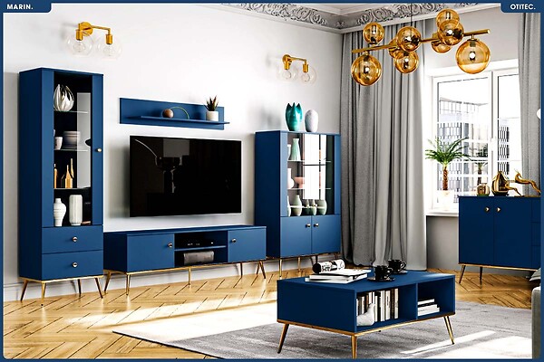 OTITEC - Armoire Vitrine - H.190 x L.55 x P.40 cm - MARIN - large