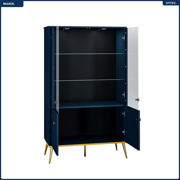OTITEC - Armoire Vitrine - H.150 x L.92 x P.40 cm - MARIN - large