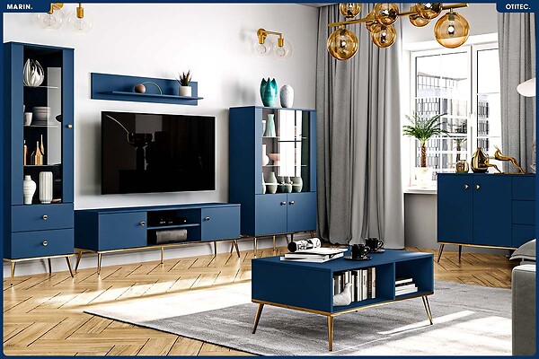 OTITEC - Meuble TV - H.54 x L.160 x P.40 cm - MARIN - large