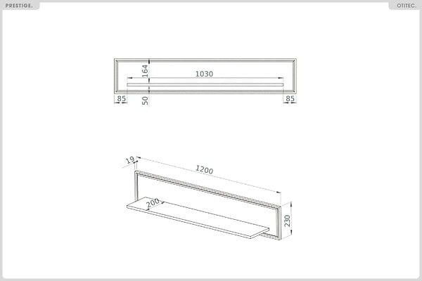 OTITEC - Étagère Murale - H.23 x L.120 x P.22 cm - PRESTIGE - large