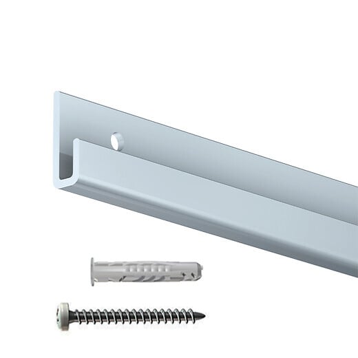 ARTITEQ - Cimaise Box PREMIUM Classic Rail Gris + Tiges 4 mm - 200 cm - Kit tout en un - large