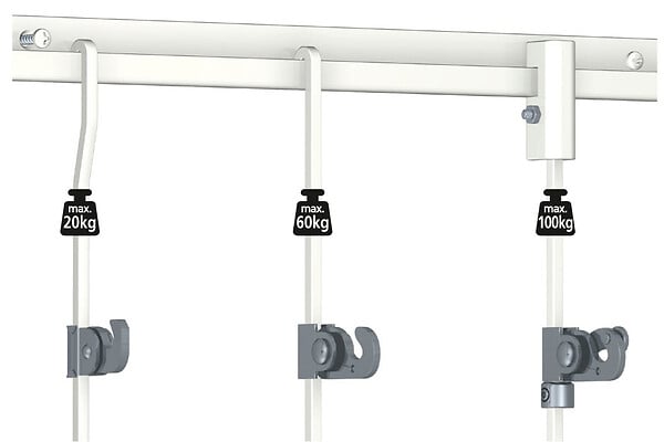 ARTITEQ - Cimaise Box PREMIUM Classic Rail Gris + Tiges 4 mm - 200 cm - Kit tout en un - large