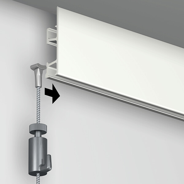 ARTITEQ - Pack de 5 câbles en acier + solid slider 2 mm pour cimaise - Accrochage Tableau Artiteq 300 cm - large