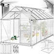 TECTAKE - Serre en aluminium avec fondation, 185x375x195cm blanc transparent - vignette