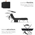 TECTAKE - Bain de soleil Chloé 4 positions avec appui-tête et pochette noir - vignette