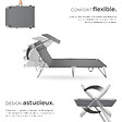 TECTAKE - Transat acier gris 4 niveaux réglage dossier appuie-tête amovible pare-soleil inclinable structure stable - vignette