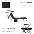 TECTAKE - Lot de 2 bains de soleil Chloé 4 positions avec appui-tête et pochette noir - vignette