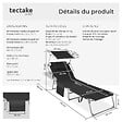TECTAKE - Lot de 2 bains de soleil Chloé 4 positions avec appui-tête et pochette noir - vignette