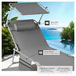 TECTAKE - Bain de soleil pliable avec appui-tête structure acier polyester couleurs gris clair - vignette