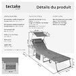 TECTAKE - Bain de soleil pliable avec appui-tête structure acier polyester couleurs gris clair - vignette