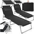 TECTAKE - Lot de 2 transats CHLOE noir - vignette