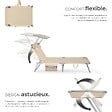 TECTAKE - Lot de 2 bains de soleil Chloé 4 positions avec appui-tête et pochette beige - vignette
