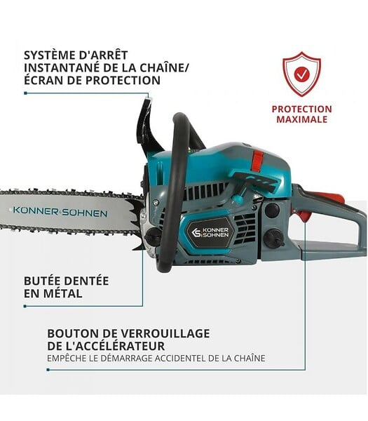 KONNER SOHNEN - Tronçonneuse à essence 45 cm³, chaîne et guide 33 cm - Könner  Söhnen KS CS21G-13 - large