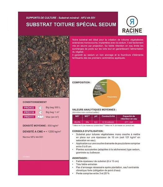 RACINE - Terreau substrat toitures végétalisées spécial sedum Big bag 500 litres - large