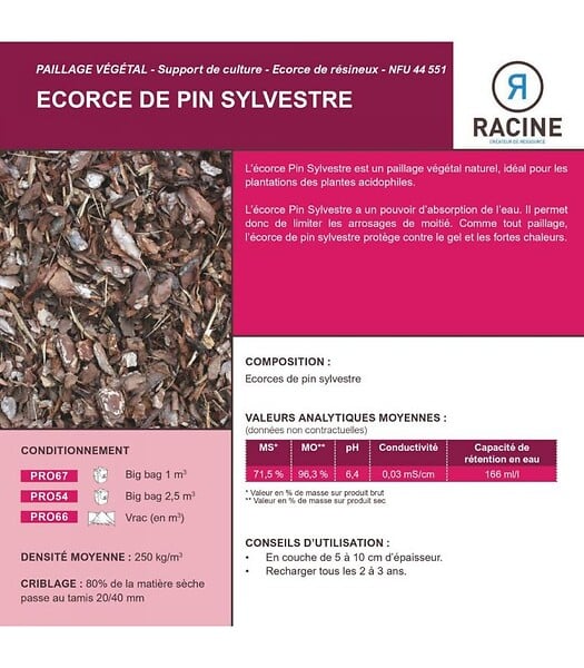 RACINE - Paillage écorce de pin sylvestre 20/40mm, Big bag 1m3 - PRO67 - large