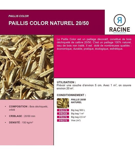 RACINE - Paillis Color NATUREL 20/50mm, Big bag de 1 m3 - PRO69 - large