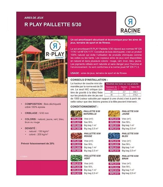 RACINE - Paillis couleur NATUREL aire de jeux R Play 5/30 sac 50 l - RPL027 - large