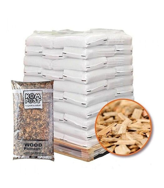 RACINE - Paillage mulch végétal plaquette forestière palette de 10 sacs de 50 L - KOM24-10x50 - large