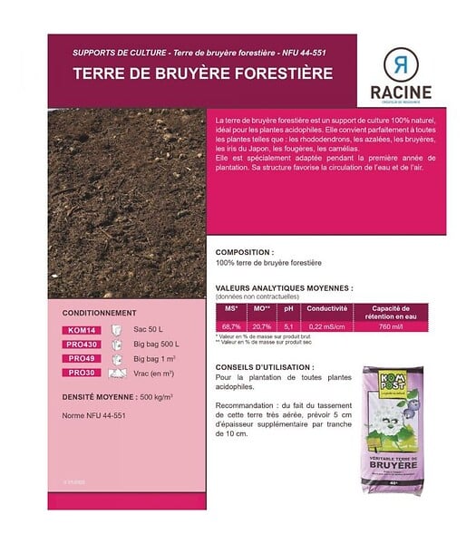 RACINE - Terre de bruyère forestière pour plantation Big bag 500 litres - large