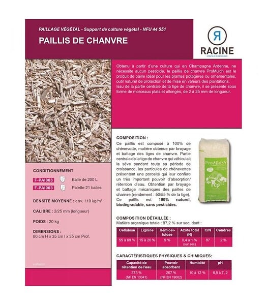 RACINE - Paillette de chanvre pour massif - Sac de 200 L - large