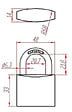 HERACLES - Cadenas standard laiton UNO 40mm s'entrouvrant anse en U - HERACLES - I-CAD40MV - vignette