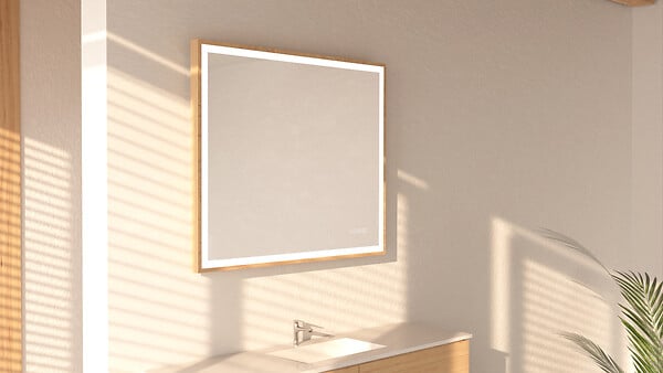 MP GLASS - Miroir LED Swann Wood - 75x90cm - large