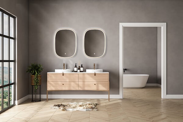 MP GLASS - Miroir LED Céleste 80x60cm - Doré - large